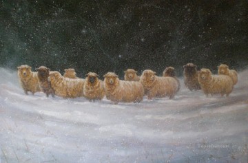 Sheep Shepherd Painting - Sheep in Storm